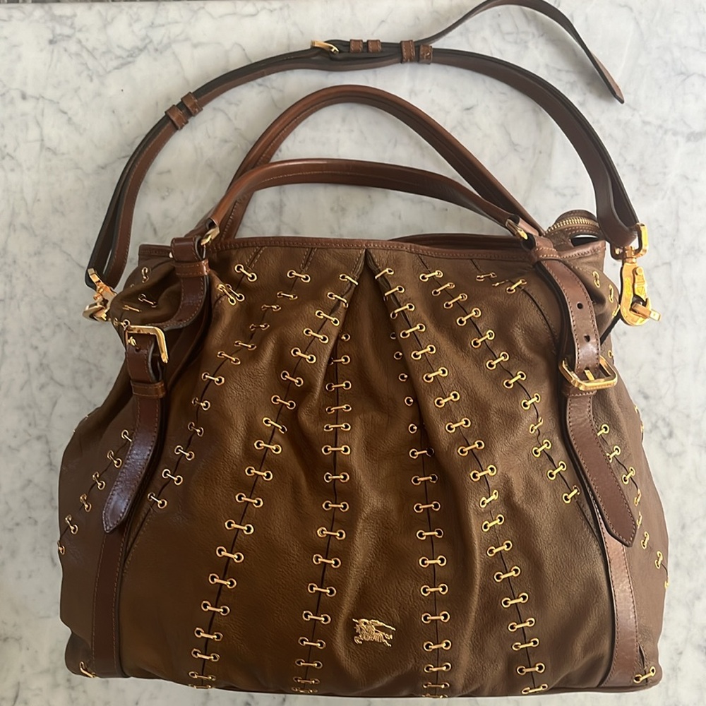 Burberry Prorsum Large Leather Metal StitchTote Bag